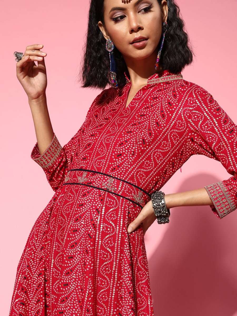 Women Pretty Pink Ethnic Motifs Ethereal Embroidery Dress - Inddus.com