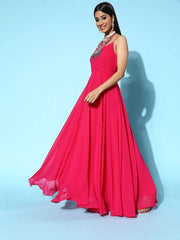 Women Pretty Pink Solid Tie & Dye 2.0 Dress - Inddus.com