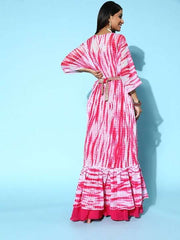 Women Pretty Pink Solid Tie & Dye 2.0 Dress - Inddus.com