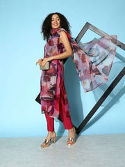 Women Printed Kurta with Trousers & Dupatta - Inddus.com