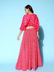 Women Printed Ruffles & Flounces Top With Skirt - Inddus.com