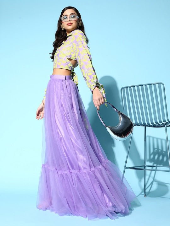 Women Printed Top With Skirt - Inddus.com