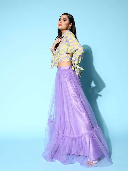 Women Printed Top With Skirt - Inddus.com