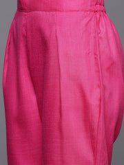 Women Purple Ethnic Motifs Embroidered Pleated Thread Work Kurta with Trousers - Inddus.com