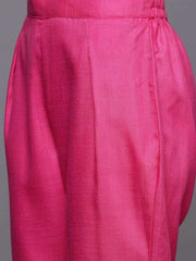 Women Purple Ethnic Motifs Embroidered Pleated Thread Work Kurta with Trousers - Inddus.com