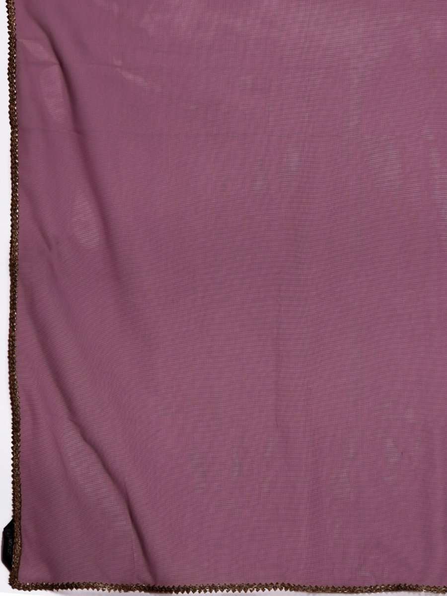Women Purple Ethnic Motifs Yoke Design Panelled Zardozi Chanderi Cotton Kurta with Palazzos & With - Inddus.com