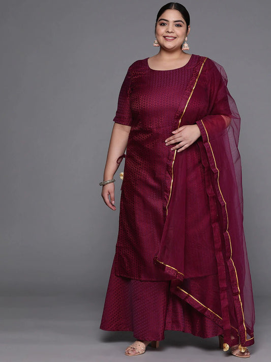 Women Purple Kurta with Sharara & With Dupatta - Inddus.com