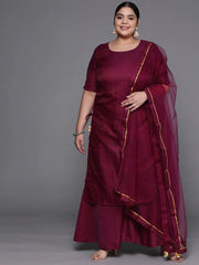Women Purple Kurta with Sharara & With Dupatta - Inddus.com