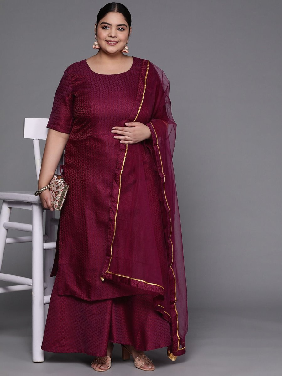 Women Purple Kurta with Sharara & With Dupatta - Inddus.com