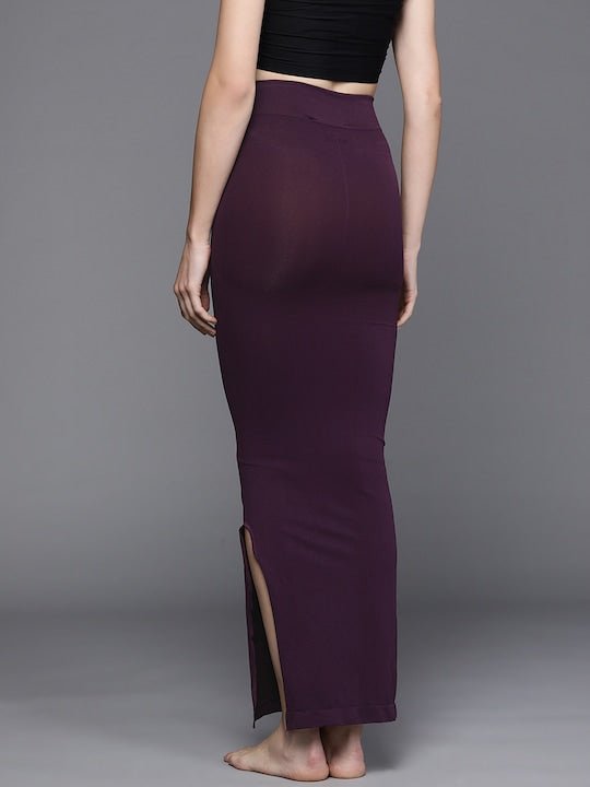 Women Purple Solid High Compressed Seamless Instant Slimming Saree Shapewear - Inddus.com