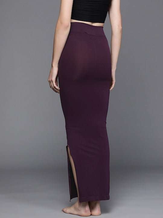 Women Purple Solid High Compressed Seamless Instant Slimming Saree Shapewear - Inddus.com