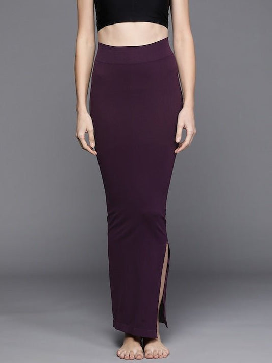 Women Purple Solid High Compressed Seamless Instant Slimming Saree Shapewear - Inddus.com