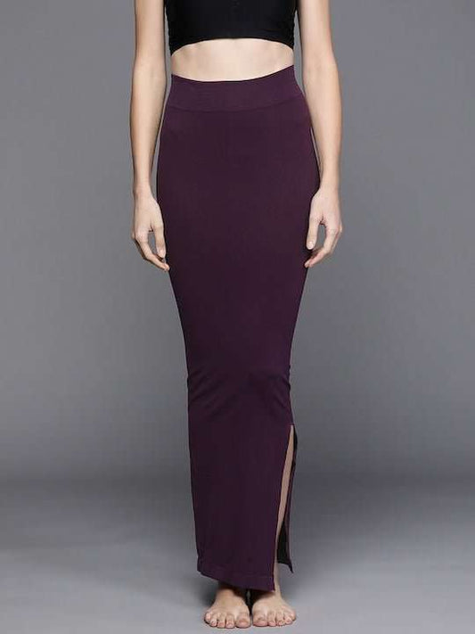 Women Purple Solid High Compressed Seamless Instant Slimming Saree Shapewear - Inddus.com