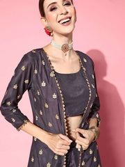 Women Purple Solid Top With Dhoti Pants - Inddus.com