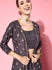 Women Purple Solid Top With Dhoti Pants - Inddus.com