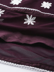 Women Purple & White Floral Embroidered Thread Work Georgette Anarkali Kurta - Inddus.com