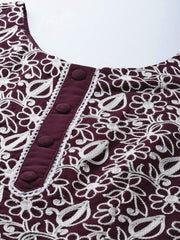 Women Purple & White Floral Embroidered Thread Work Georgette Anarkali Kurta - Inddus.com