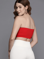 WOMEN RED BANDEAU SPORT BRA - Inddus.com