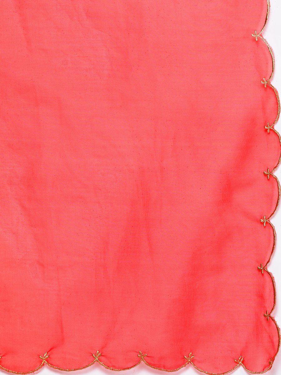 Women Red Embroidered Sequinned Kurta with Trousers & With Dupatta - Inddus.com