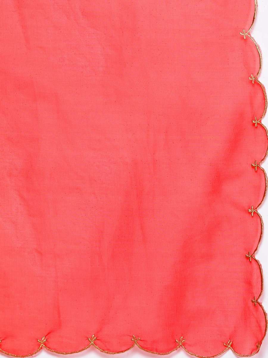 Women Red Embroidered Sequinned Kurta with Trousers & With Dupatta - Inddus.com