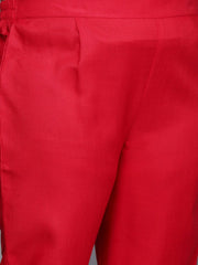 Women Red Embroidered Sequinned Kurta with Trousers & With Dupatta - Inddus.com