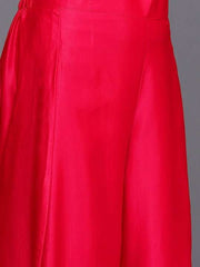 Women Red Floral Embroidered Sequinned Kurta with Sharara & With Dupatta - Inddus.com