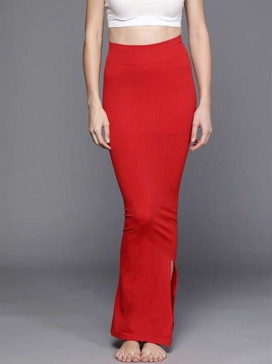 Women Red Solid High Compressed Seamless Instant Slimming Saree Shapewear - Inddus.com