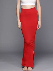 Women Red Solid High Compressed Seamless Instant Slimming Saree Shapewear - Inddus.com
