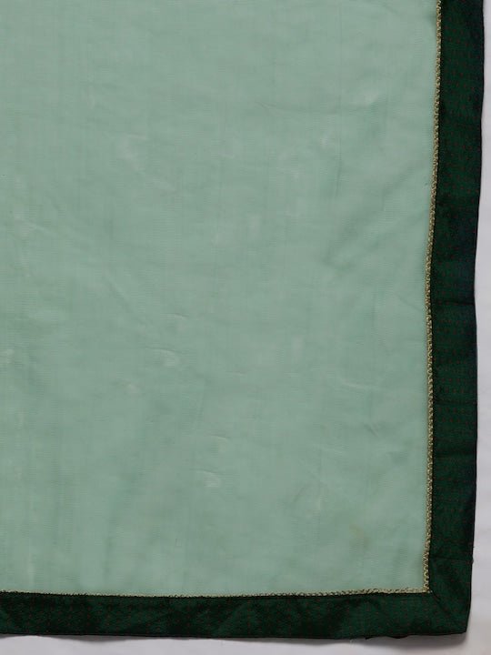 Women Red Yoke Design Gotta Patti Chanderi Cotton Kurta with Trousers & With Dupatta - Inddus.com