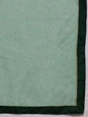 Women Red Yoke Design Gotta Patti Chanderi Cotton Kurta with Trousers & With Dupatta - Inddus.com