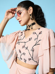 Women Self Design Top With Skirt - Inddus.com