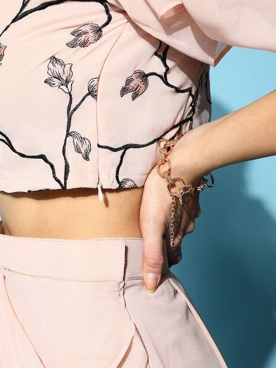 Women Self Design Top With Skirt - Inddus.com