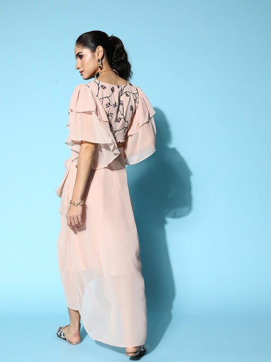 Women Self Design Top With Skirt - Inddus.com