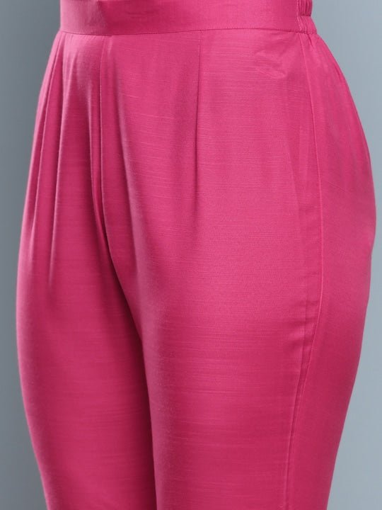 Women Solid A-Line Kurta With Trousers & With Jacket - Inddus.com