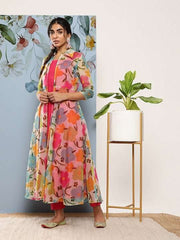 Women Solid A-Line Kurta With Trousers & With Jacket - Inddus.com
