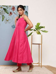 Women Solid A-Line Kurta With Trousers & With Jacket - Inddus.com