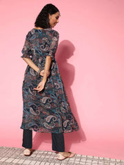 Women Solid Poly-Chiffon Ethereal Embroidery Kurta Set - Inddus.com