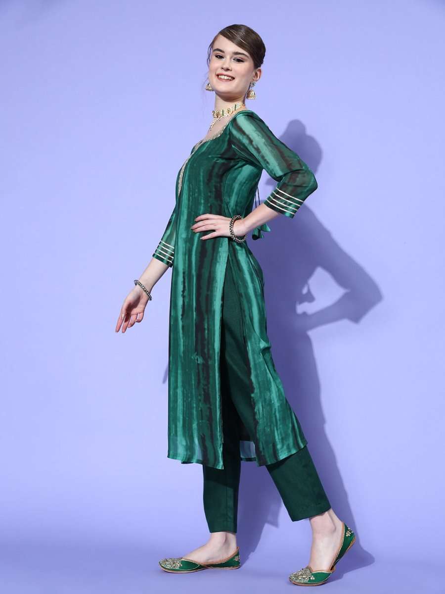 Women Solid Poly Georgette Tie & Dye 2.0 Kurta Set - Inddus.com