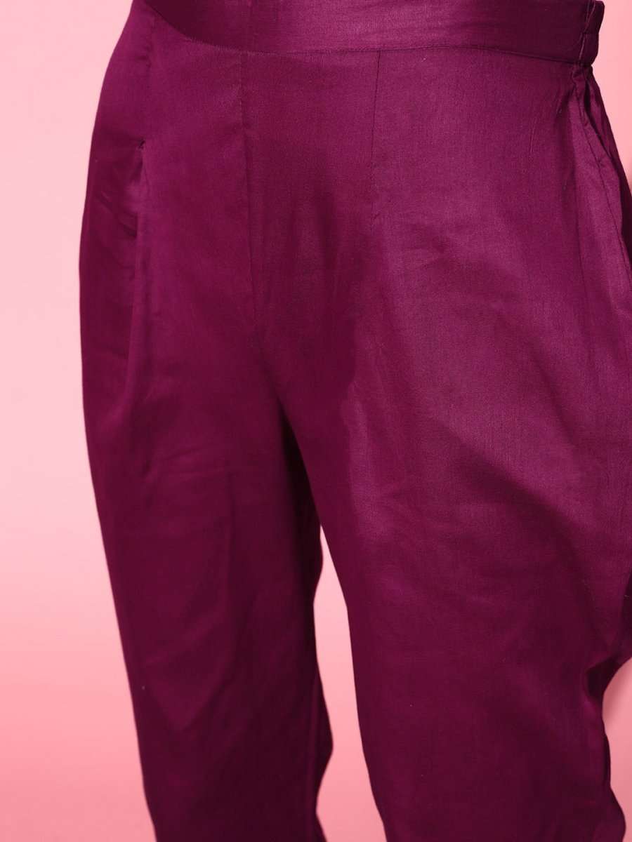 Women Solid Silk Blend Ethereal Embroidery Kurta Set - Inddus.com