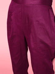 Women Solid Silk Blend Ethereal Embroidery Kurta Set - Inddus.com