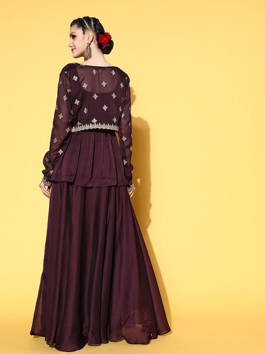 Women Solid Silk Blend Shimmer & Sequin Kurta Set - Inddus.com