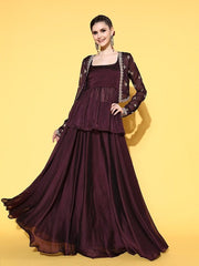 Women Solid Silk Blend Shimmer & Sequin Kurta Set - Inddus.com