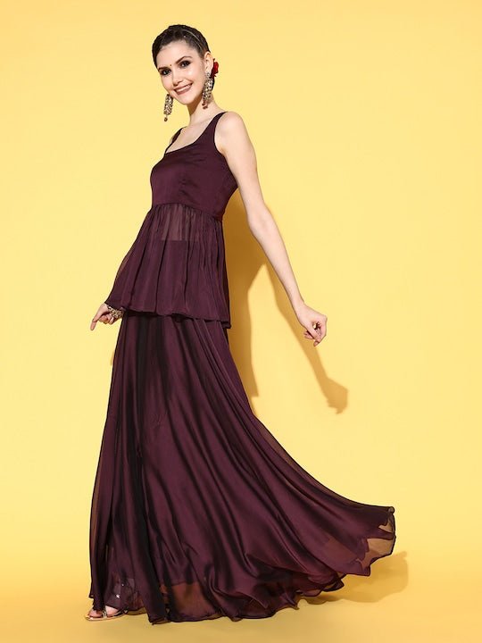 Women Solid Silk Blend Shimmer & Sequin Kurta Set - Inddus.com