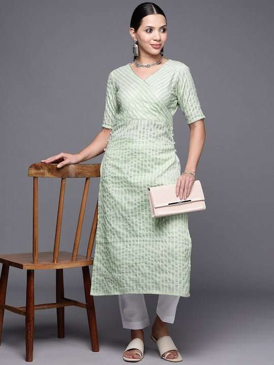 Women Striped Gotta Patti Kurta With Trousers - Inddus.com