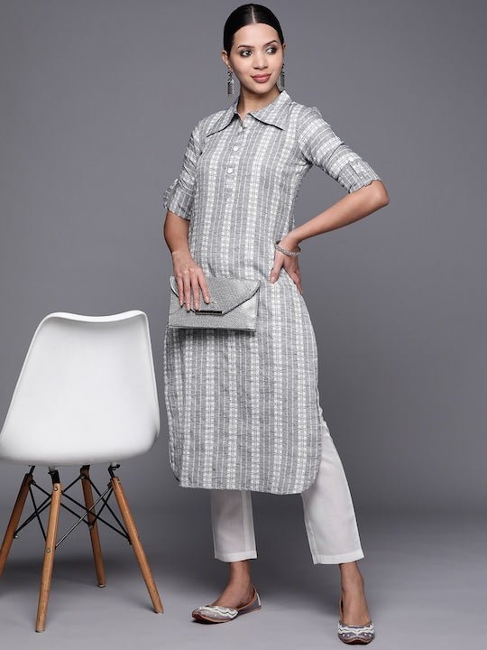 Women Striped Kurta With Trousers - Inddus.com