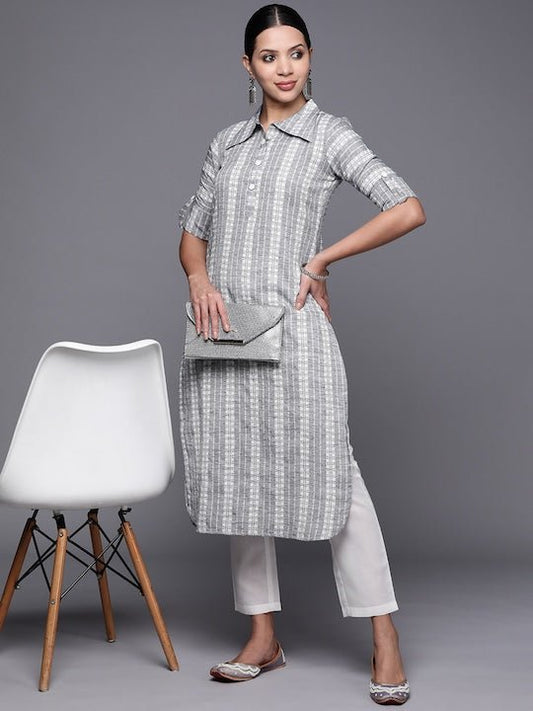 Women Striped Kurta With Trousers - Inddus.com