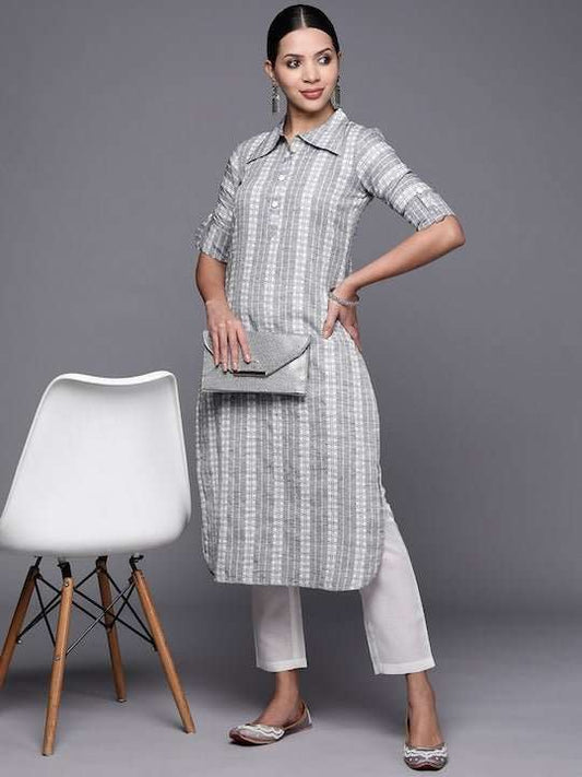 Women Striped Kurta With Trousers - Inddus.com