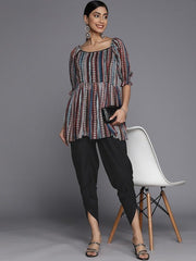 Women Striped Kurti With Dhoti Pants - Inddus.com