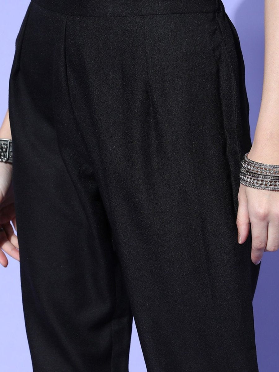 Women Striped Silk Blend New Neckline Kurta Set - Inddus.com