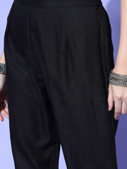 Women Striped Silk Blend New Neckline Kurta Set - Inddus.com